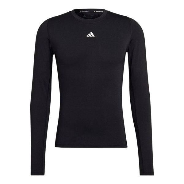 

Футболка Men's adidas Solid Color Logo Slim Fit Sports Training Long Sleeves Black T-Shirt, черный