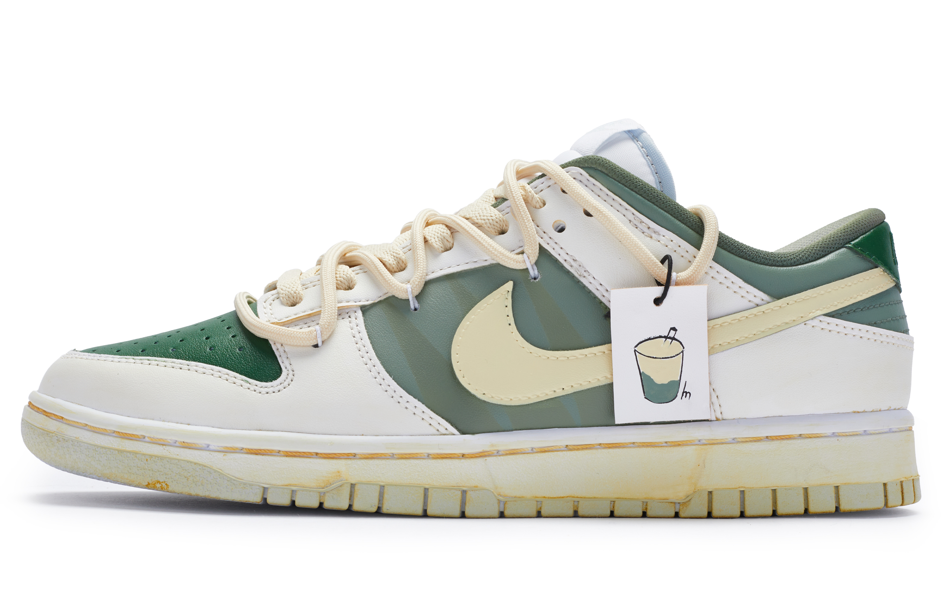 

Кроссовки Nike Dunk Skateboard Shoes Men Low-Top White/Green Yellow