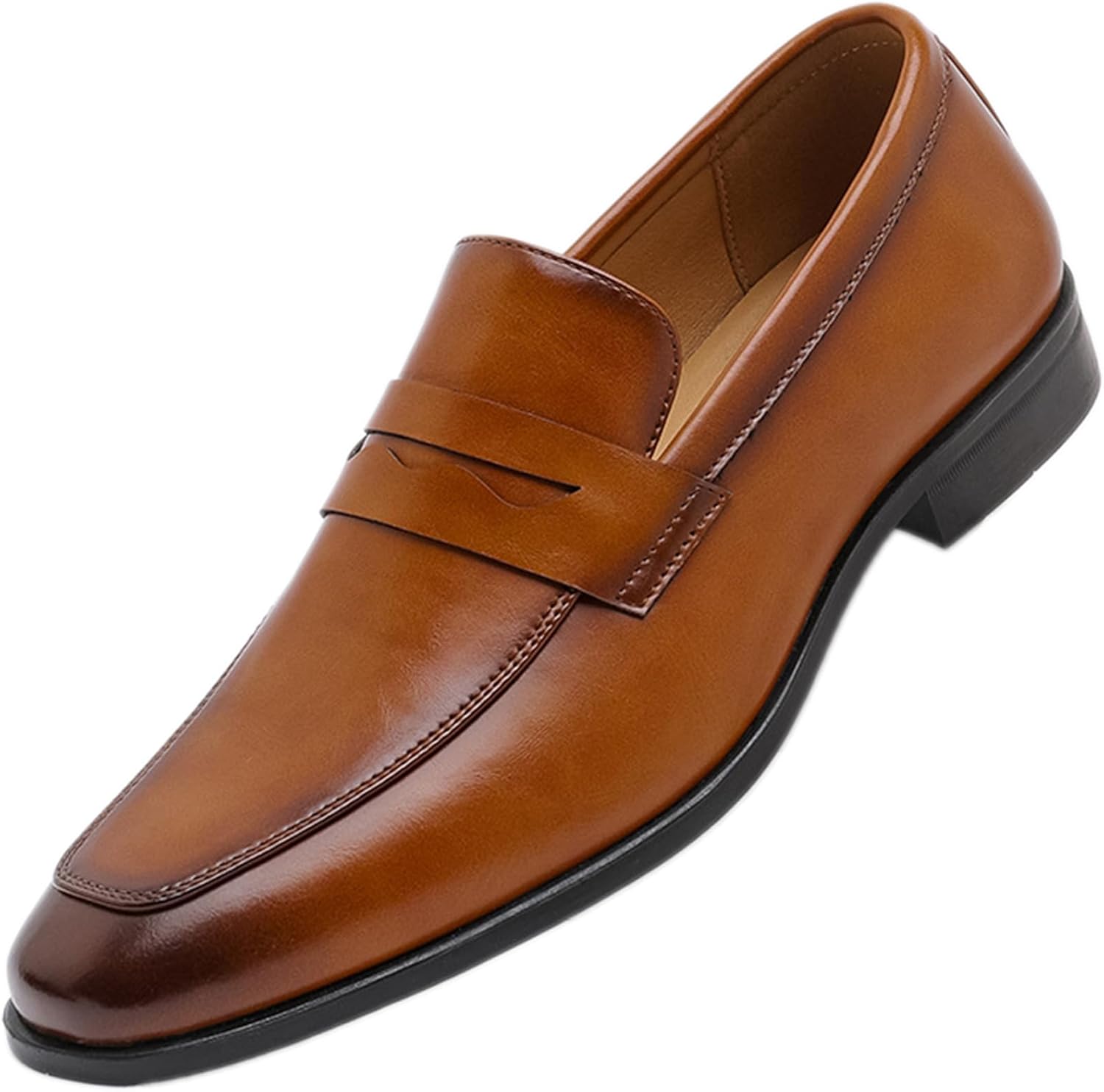 

Мужские ретро кожаные лоферы без шнурков, удобные с низким массивным каблуком, легкие, с подошвой, предотвращающей скольжение, модные пенни-лоферы с заостренным носком, деловая, формальная и свадебная обувь Adkgbe, коричневый