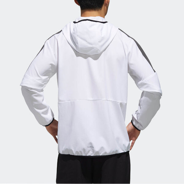 Куртка casual sports contrasting colors hooded woven jacket white Adidas, белый — фото 4