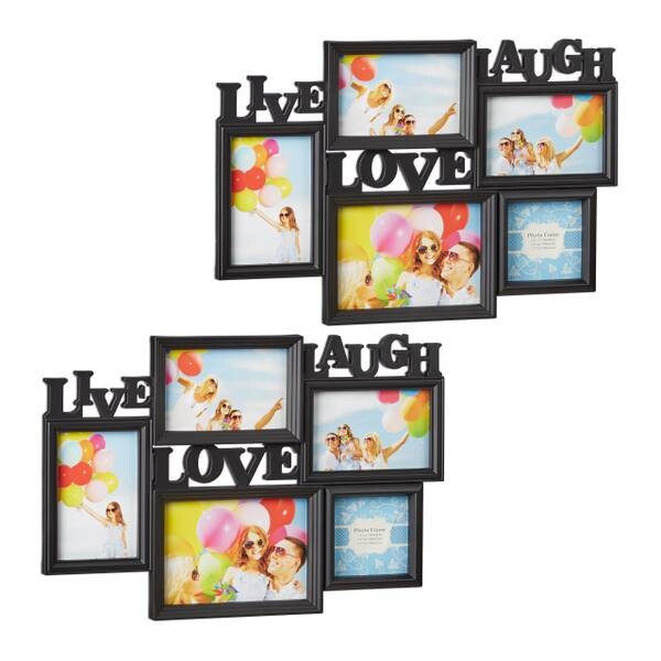 

2 x Рамка для фотографий Relaxdays Live Love Laugh schwarz, черный