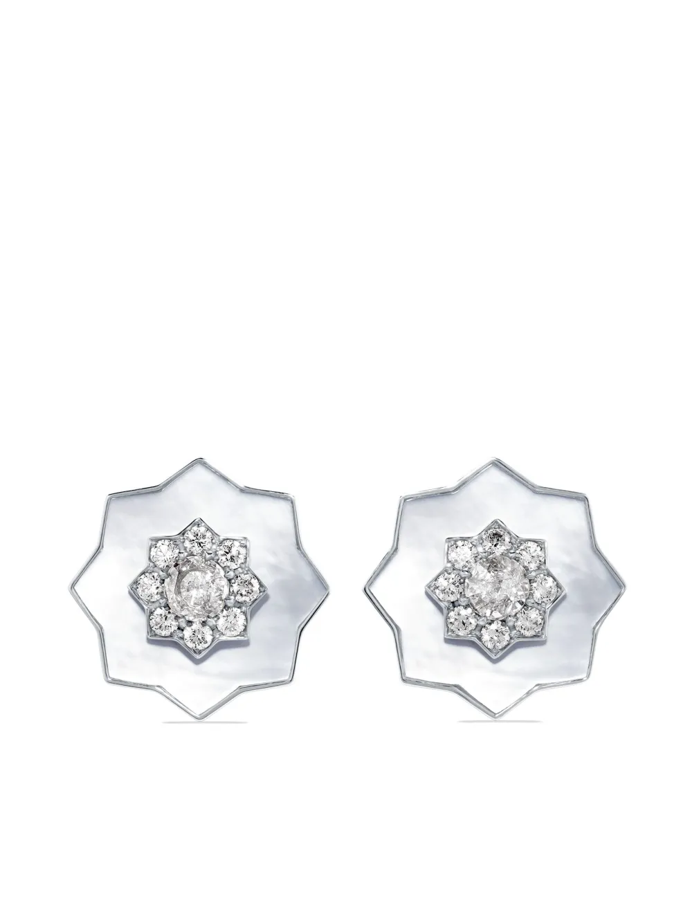 

Серьги Astra из белого золота с бриллиантами и перламутром David Morris, серебяный