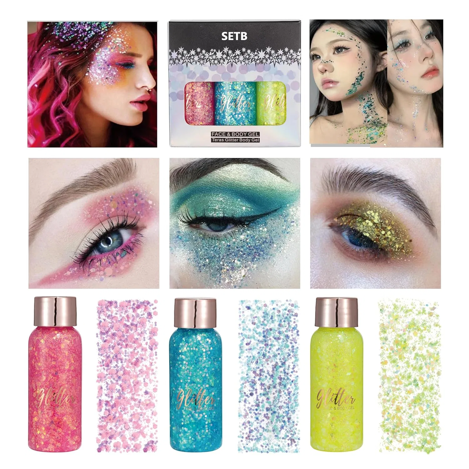 Жидкие блестки для тела и лица «Mermaid Sequins» Gl-Turelifes, Set B — фото 2