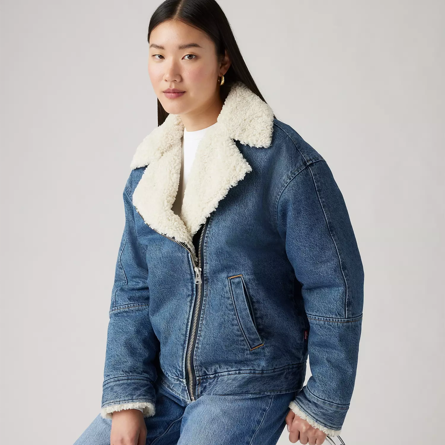 

Летная куртка из шерпа Levi's, цвет In The Air - Medium Wash