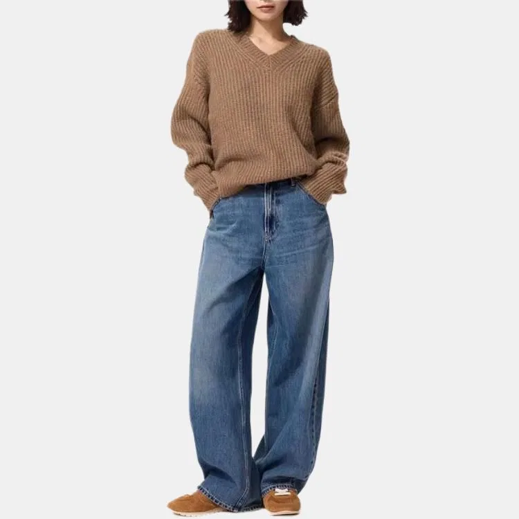 Джинсы женские blue moderate straight fit UNIQLO — фото 2