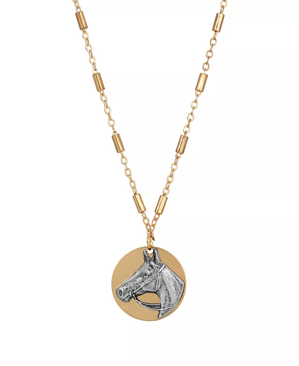 

Двухцветное ожерелье с подвеской в виде лошади 2028, multi