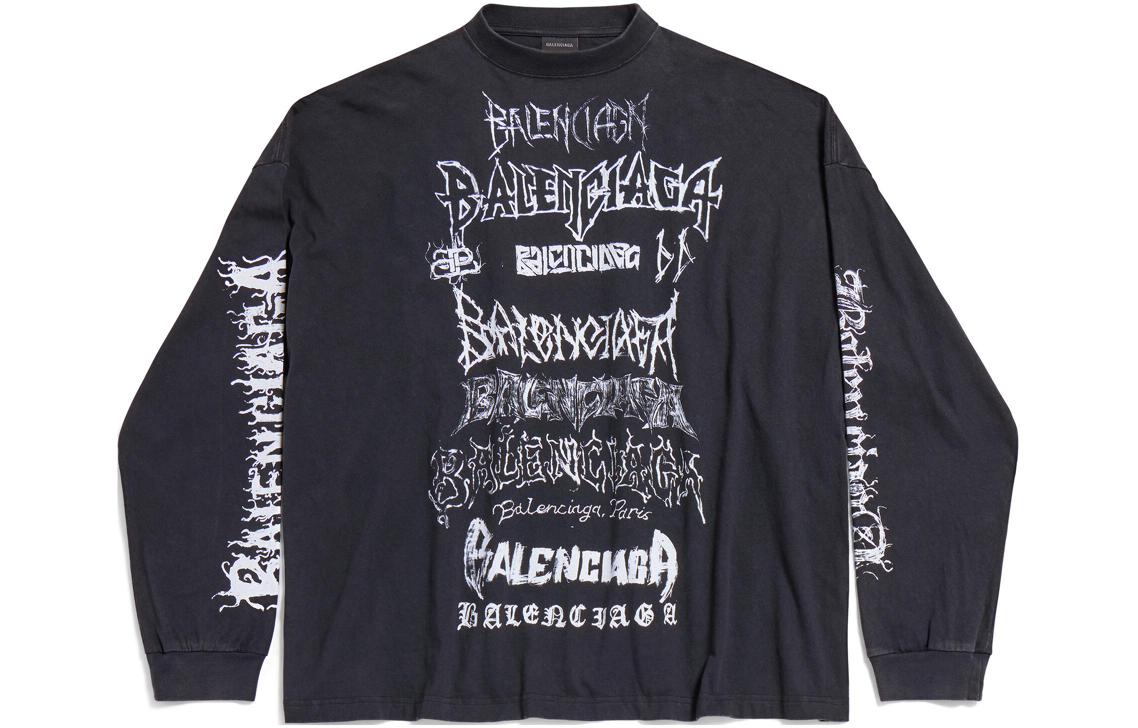 Самодельная металлическая футболка с длинным рукавом среднего размера Balenciaga, розовый — фото 3