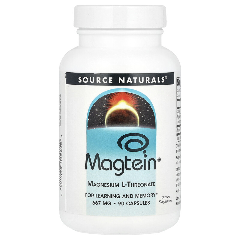 

Source Naturals, Magtein, L-треонат магния, 667 мг, 90 капсул