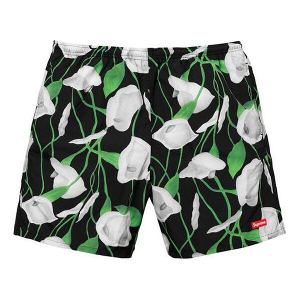 

Шорты ss18 nylon water short flowers casual shorts black Supreme, черный