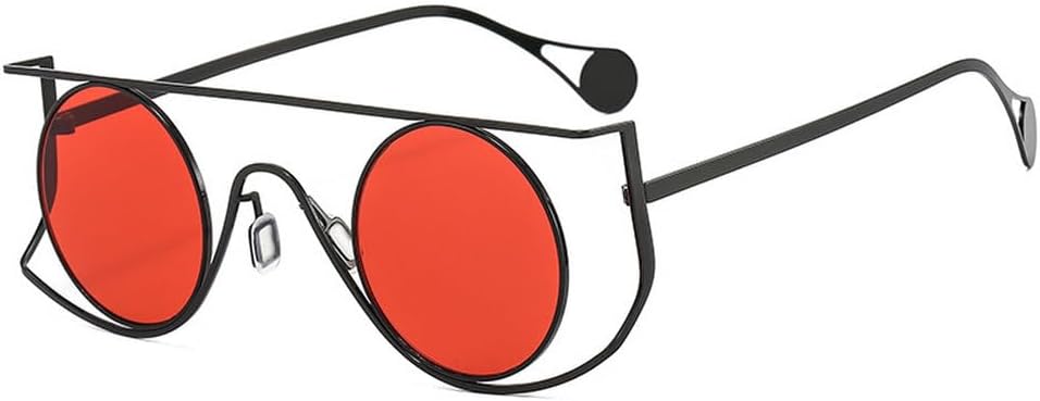 

Винтажные круглые солнцезащитные очки для мужчин, маленькая оправа, легкосплавные, женские солнцезащитные очки с защитой от УФ-излучения UV400, очки для вождения в стиле стимпанк TKKTLLT, C3black-red