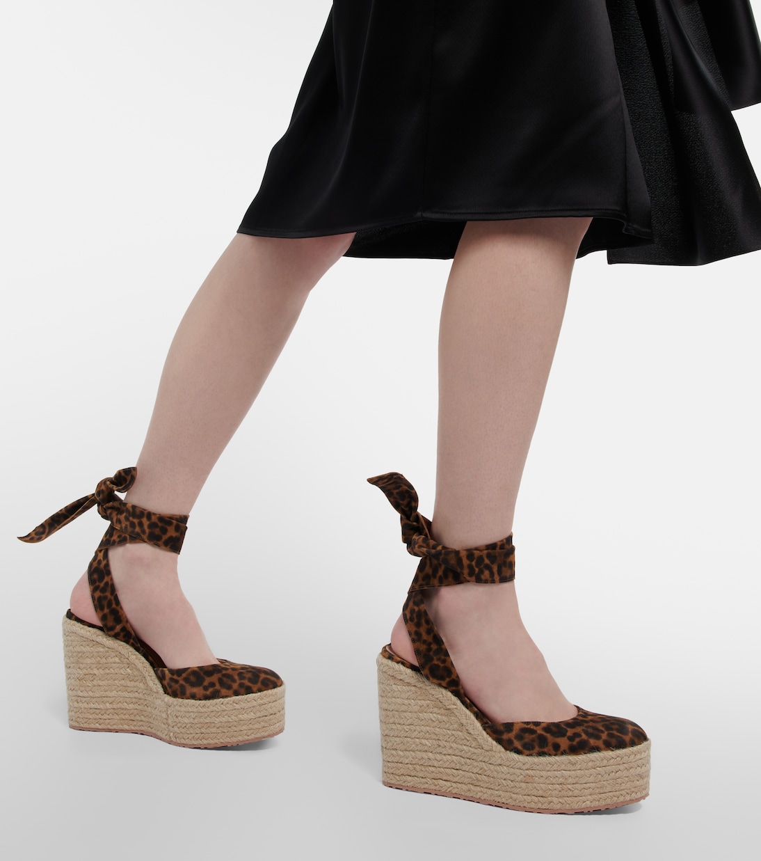 Замшевые эспадрильи Arenella на танкетке Gianvito Rossi, Almond Leopard Print+Naturale — фото 4