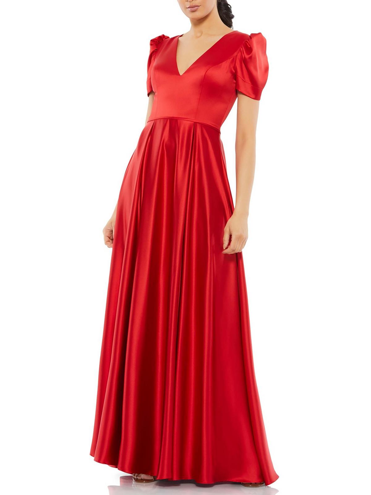 

Женское атласное вечернее платье с рукавами-фонариками Ieena for Mac Duggal
