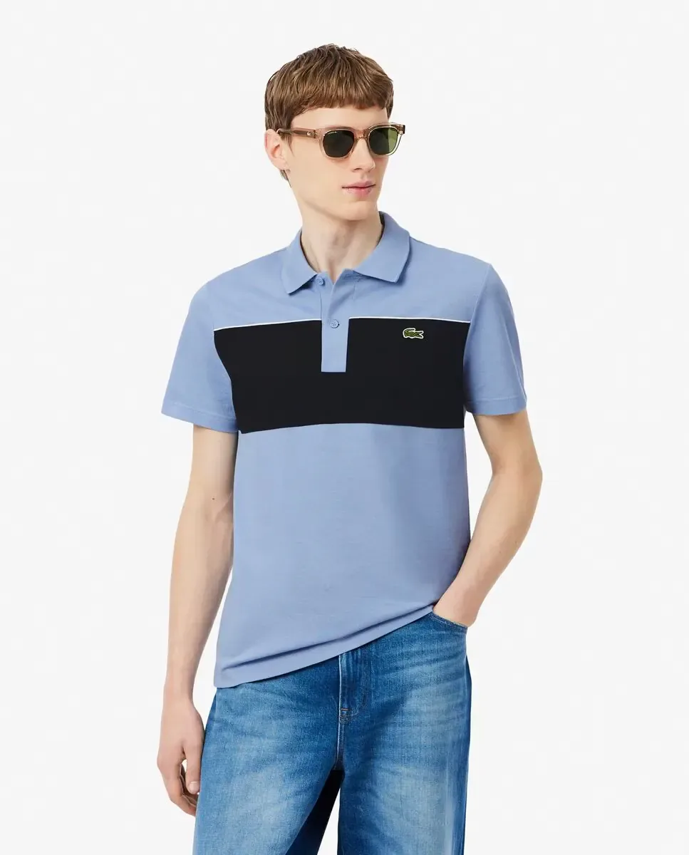 Мужское поло из пике прямого кроя Lacoste, светло-голубой
