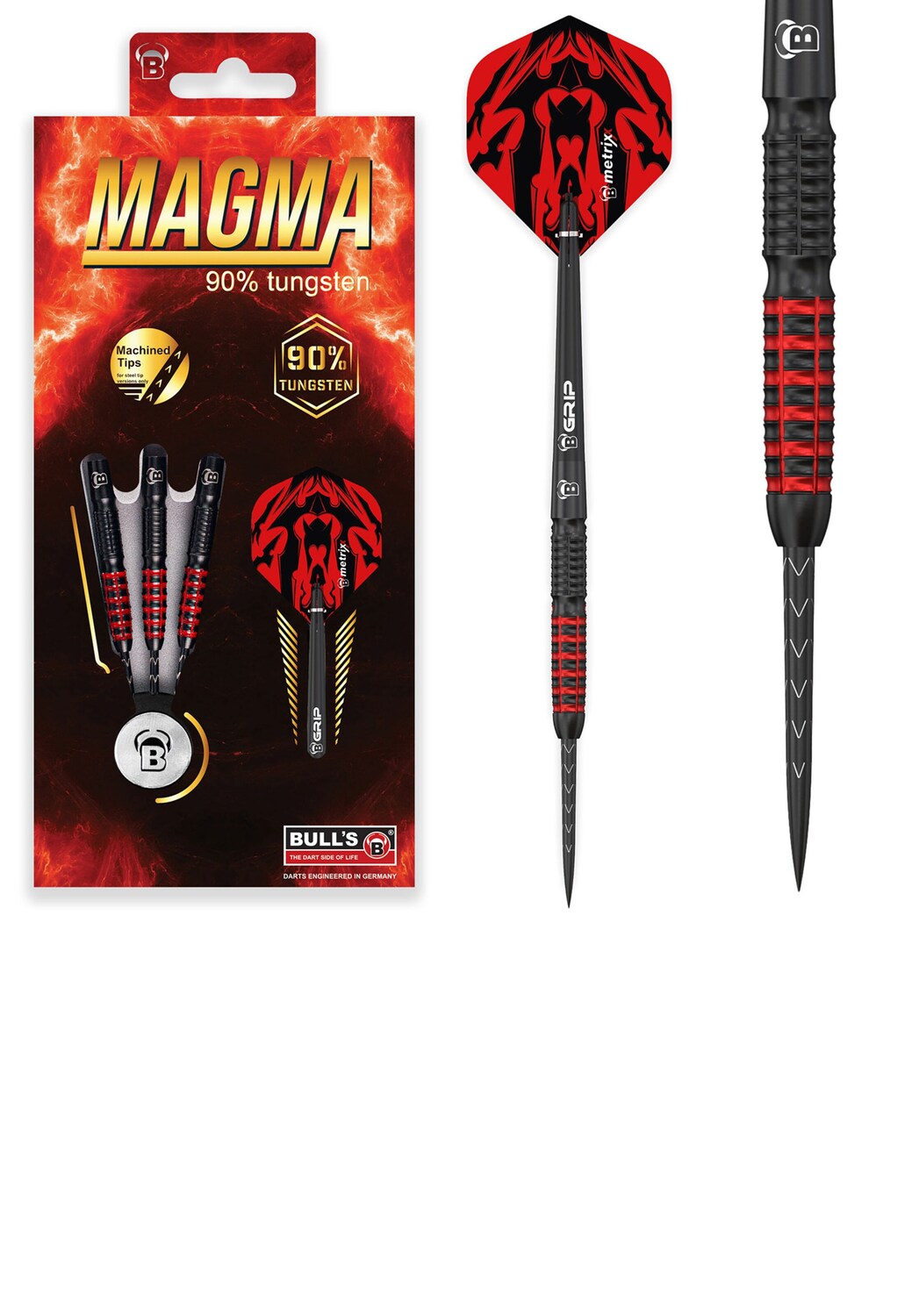 

BULL'S Спортивный инвентарь 'Magma Dartpfeile 90% Tungsten Darts-Set Profi' в красном и черном цвете