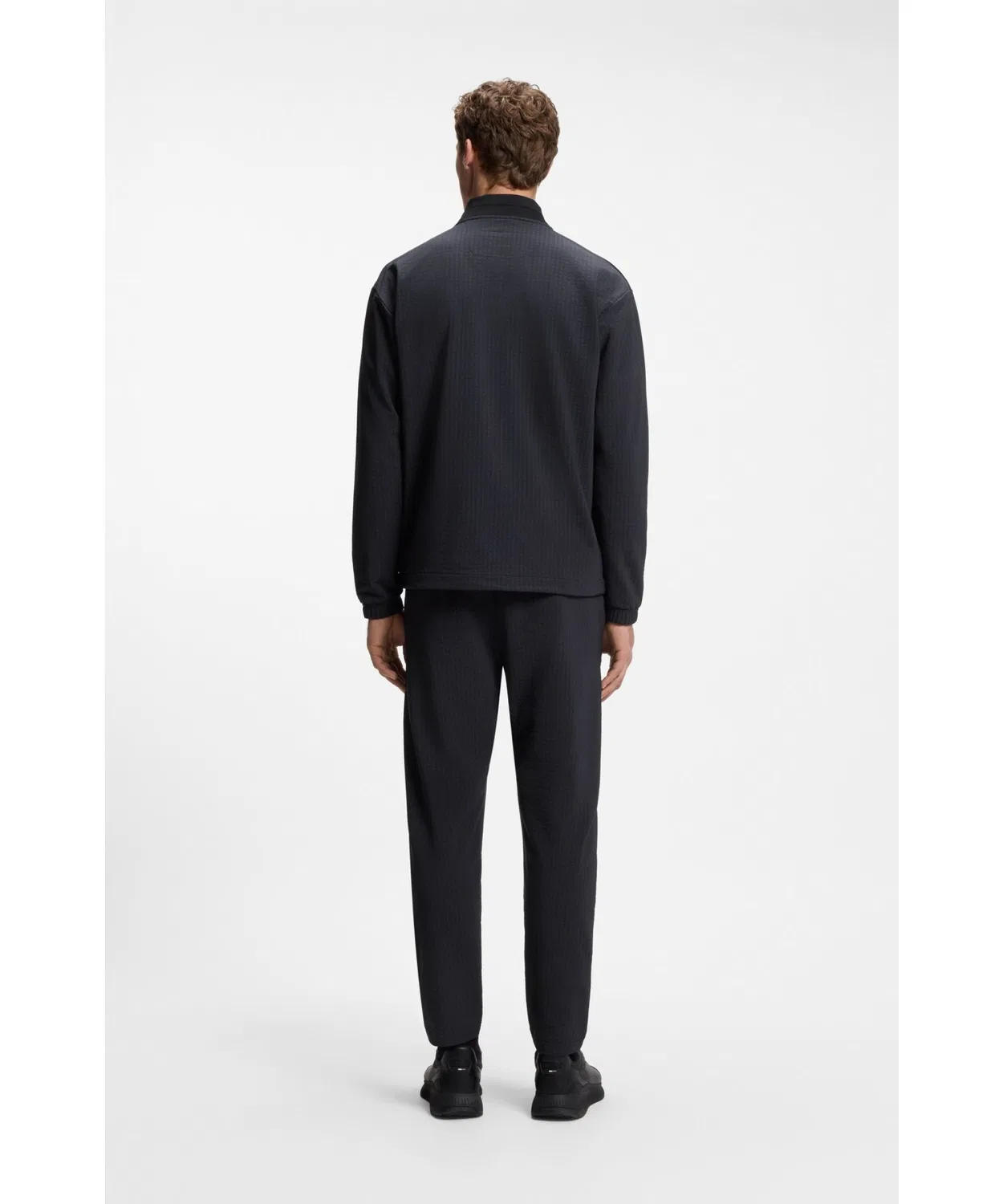 Свитшот BOSS Menswear с вафельным узором, темно-синий — фото 4