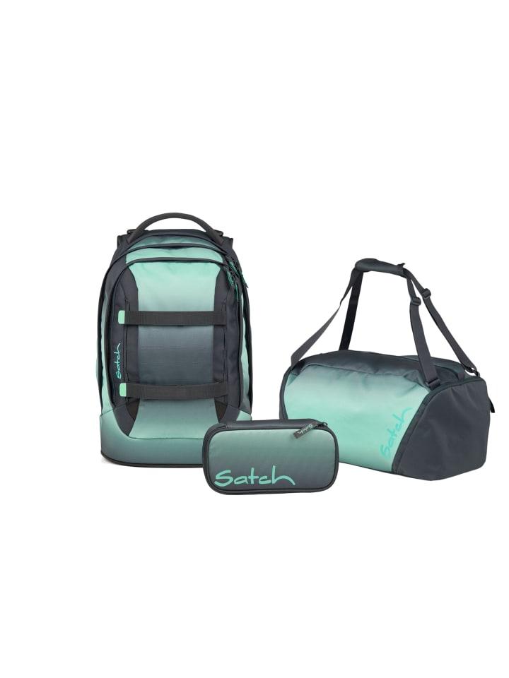 

Satch Набор школьных рюкзаков PACK Gradient Mint, 3 предмета, серый/мятный