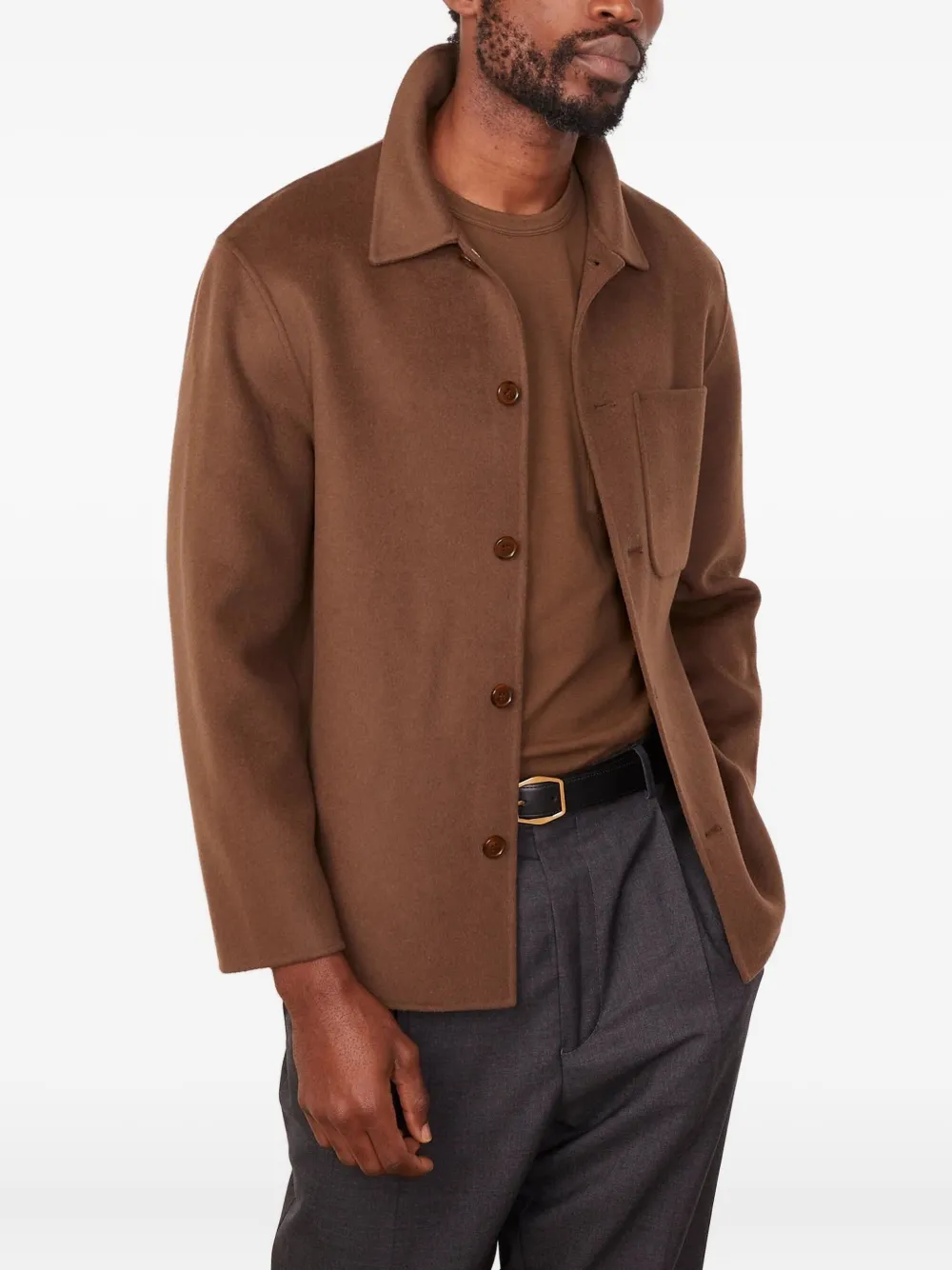 

Пиджак из шерсти с накладными карманами Officine Generale, коричневый