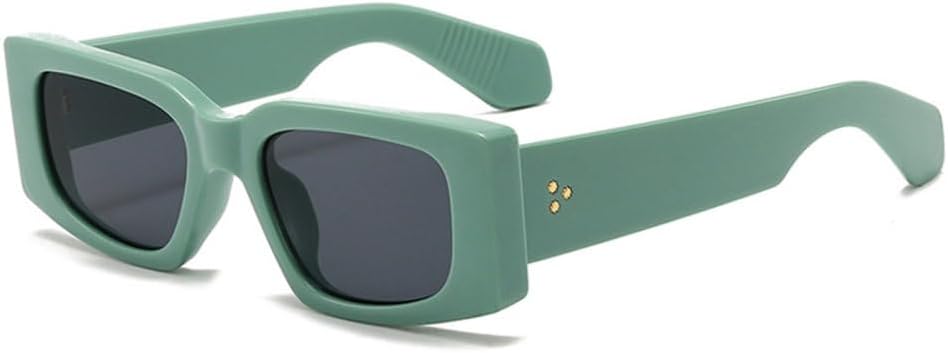 

Модные женские солнцезащитные очки в винтажном стиле с заклепками, мужские желто-синие очки с защитой от УФ-излучения UV400, трендовые панк-солнцезащитные очки, зелено-серые, один размер TYUVIVO, Green Gray