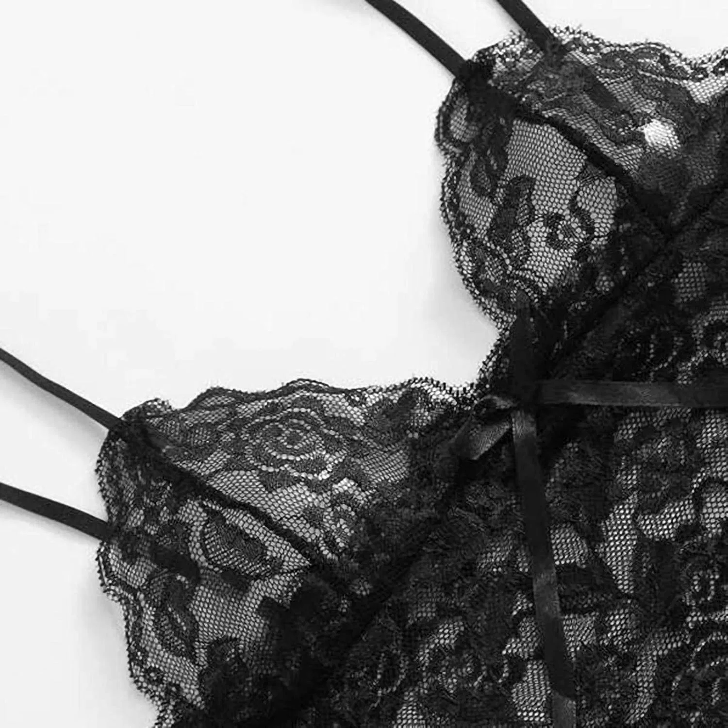 Комплект пижамы кружевной Women's Sexy Nightwear, черный — фото 4