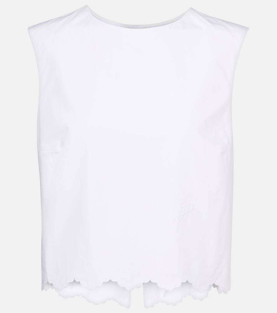 

Кроп-топ из хлопкового поплина с фигурным краем Patou, White