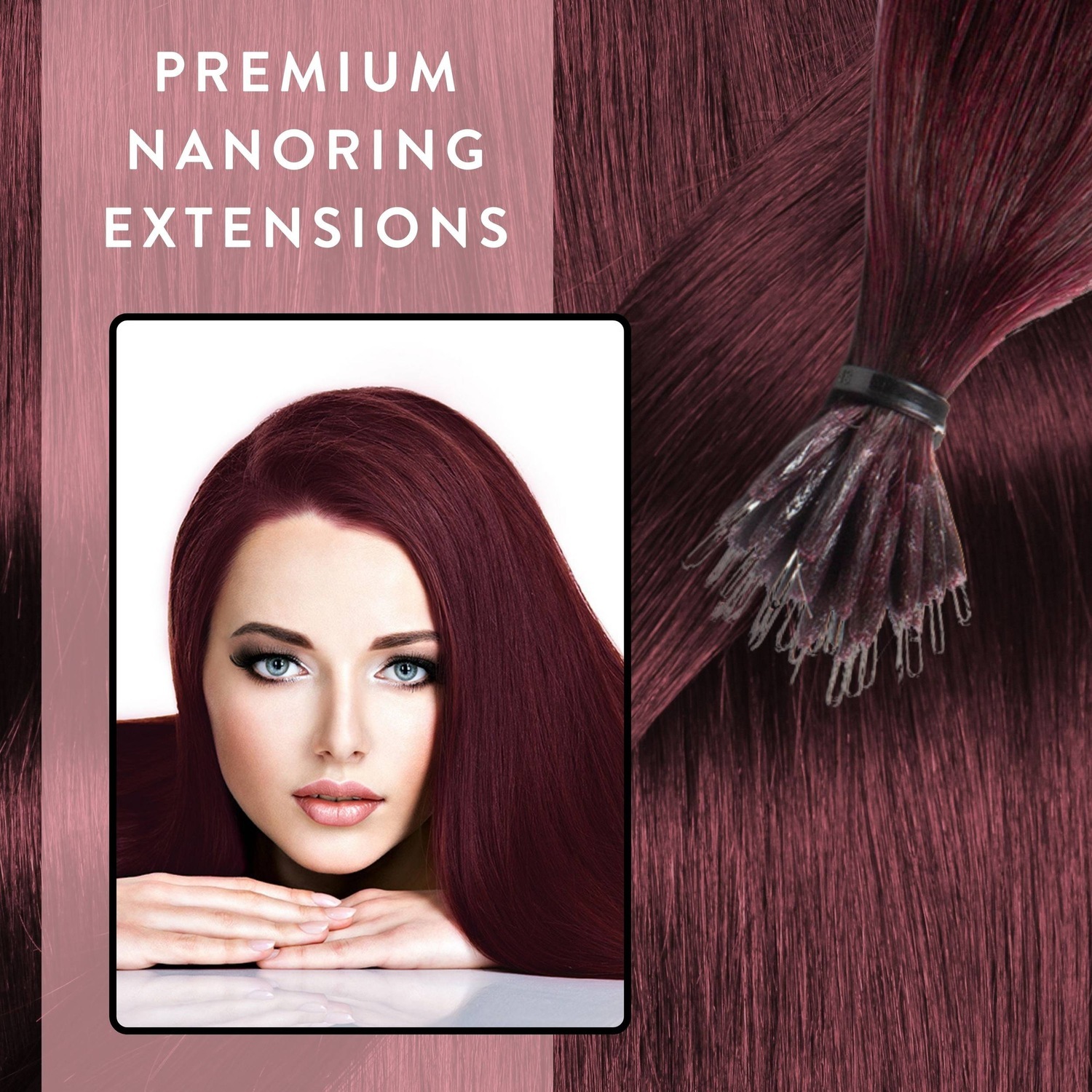 Накладные волосы nanoring extensions premium echthaar #55/66 hellbraun intensiv violett-intensiv 1g Hair2Heart, количество 25 шт. — фото 2