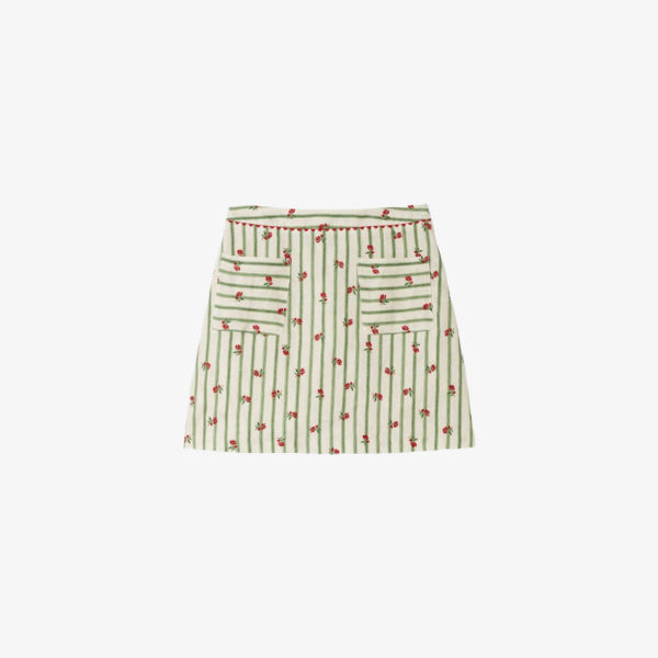 

Мини-юбка Claudie Pierlot А-силуэта из льна с цветочным принтом, мультиколор