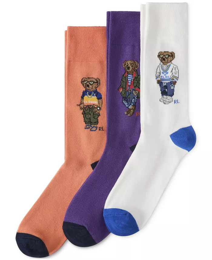 

Мужские носки 3 пары "Assorted Bears" в подарочной коробке Polo Ralph Lauren, мультиколор