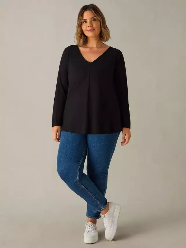 

Топ Live Unlimited Curve Cotton Slub V-Neck, черный