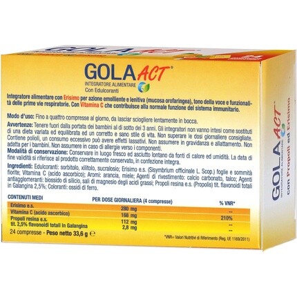 Linea Act Gola Act Добавка со вкусом меда и апельсина, 24 таблетки — фото 3