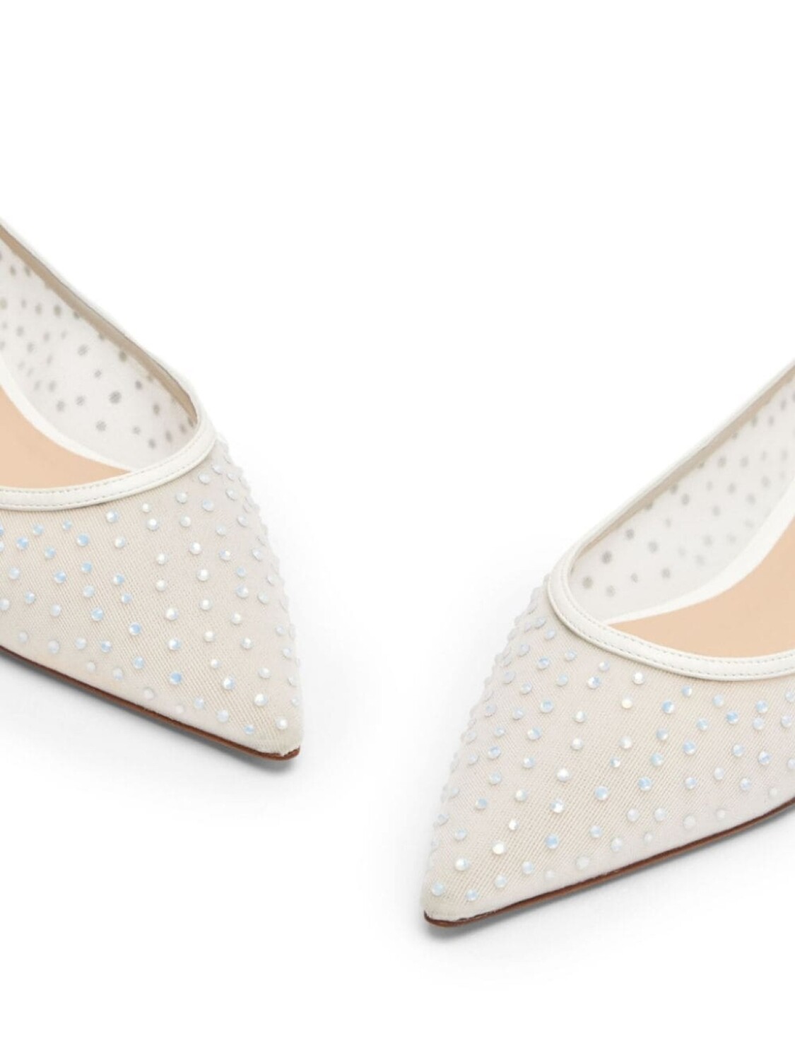 Stuart Weitzman балетки Emilia из сетчатой ткани, украшенные кристаллами, белый — фото 4