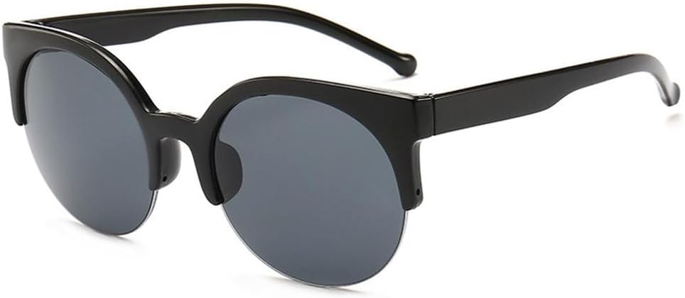 

Женские солнцезащитные очки «кошачий глаз» в полуободковой оправе, большие солнцезащитные очки в винтажном стиле с круглыми линзами, женские очки-маски для защиты от ультрафиолета UV400 TKKTLLT, Black Gray