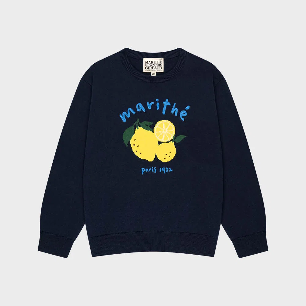 Детский вязаный пуловер Citron тёмно-синий от Marithé Kids — фото 2