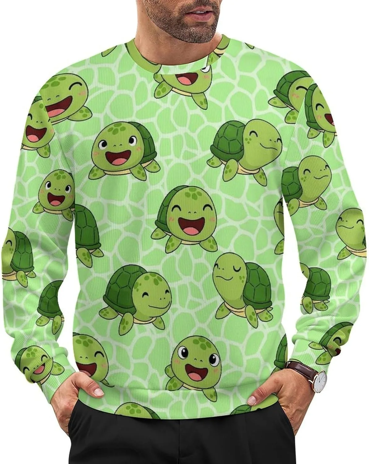 

Мужской свитер с круглым вырезом и длинными рукавами LITPUZC