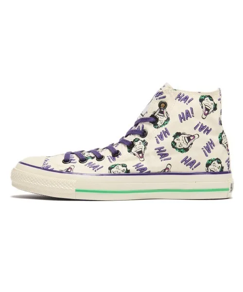 Унисекс высокие кеды CONVERSE ALL STAR AGED HI DC с принтом Бэтмена и Джокера бело-фиолетовые — фото 3