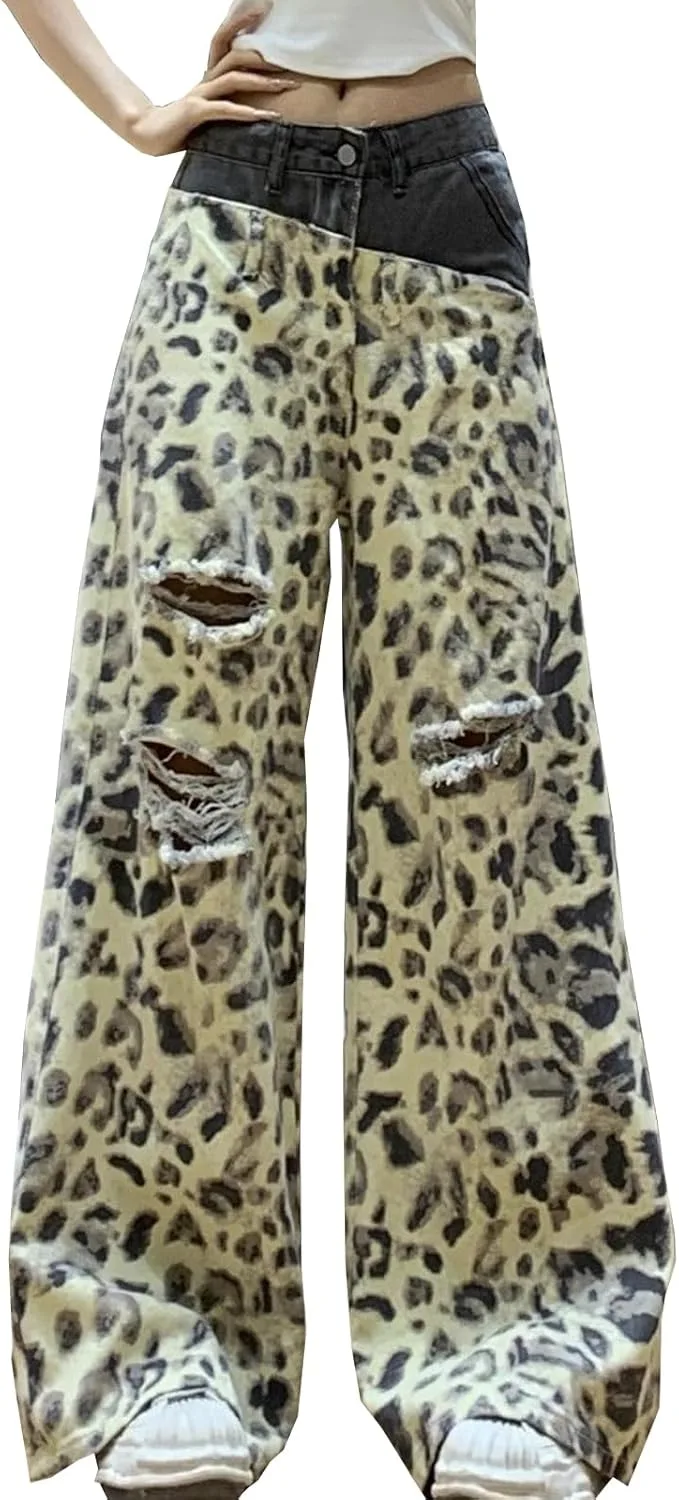 

Джинсы Baggy Cheetah для женщин с высокой талией, широкие, в стиле Y2K Zeavitt