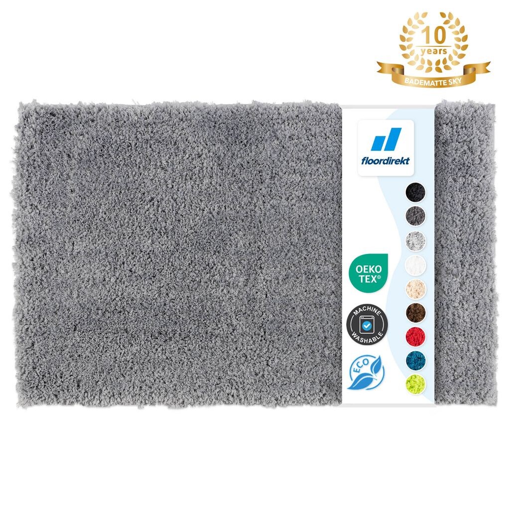 

Коврик для ванной Sky нескользящий и быстросохнущий серебристо-серый 50х80 см Floordirekt, серебро