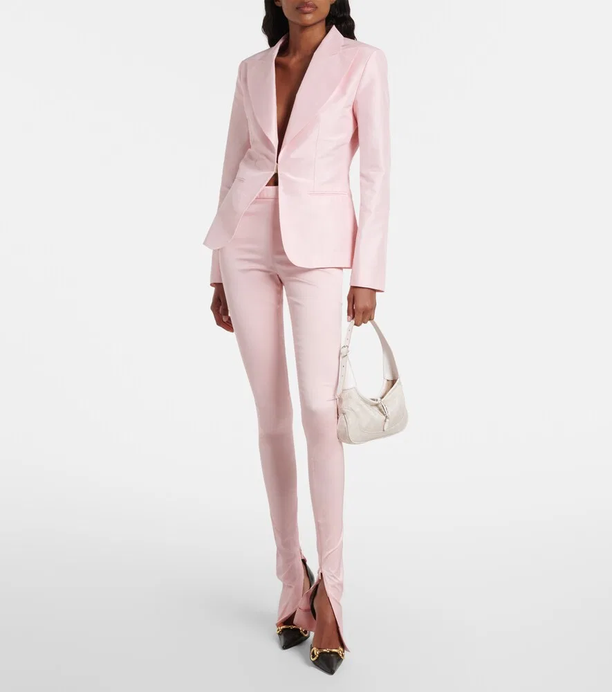 Леггинсы Gucci из смесовой шелковой ткани, с молниями на щиколотках, розовый — фото 2