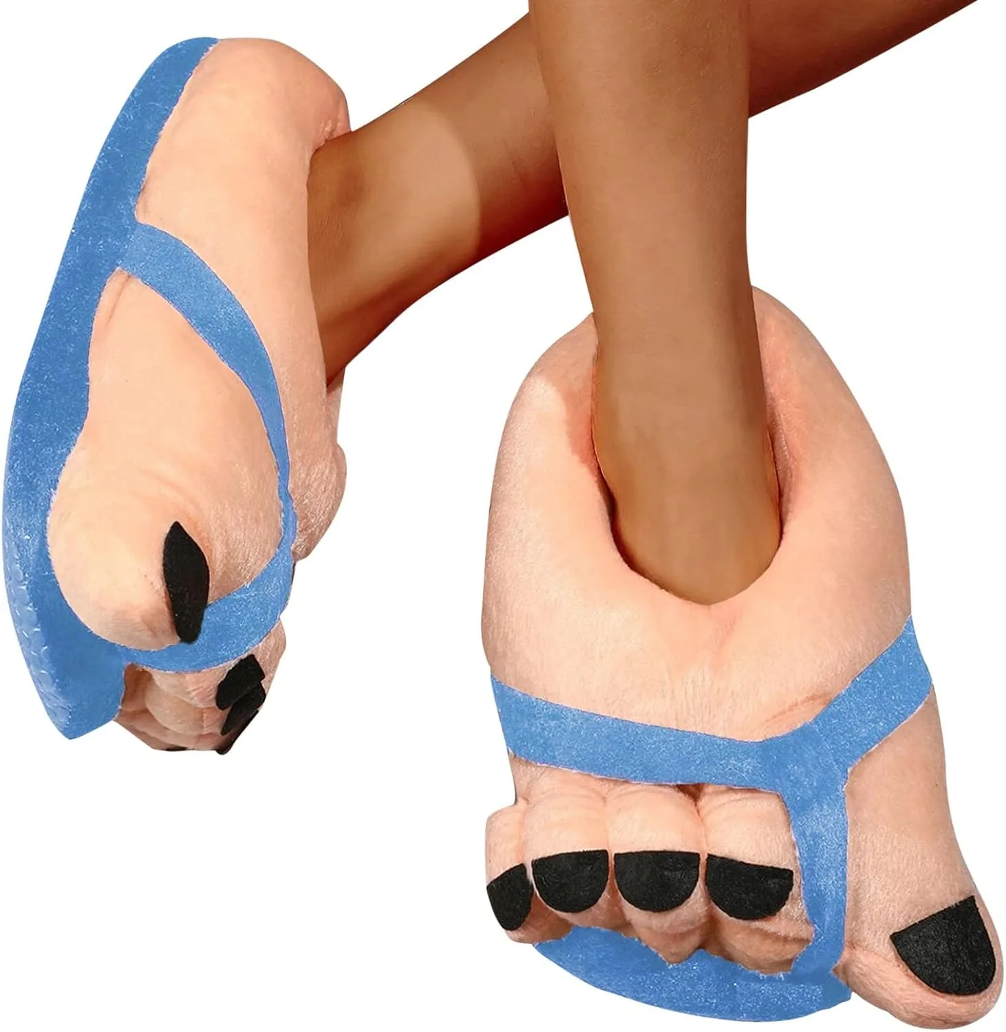 Тапочки Drole Big Toe, взрослые тапочки, женские зимние тапочки, мужские теплые плюшевые тапочки, женские плюшевые тапочки, милые тапочки, курительные ножками и нутренней бувью Dasongff, синий — фото 3