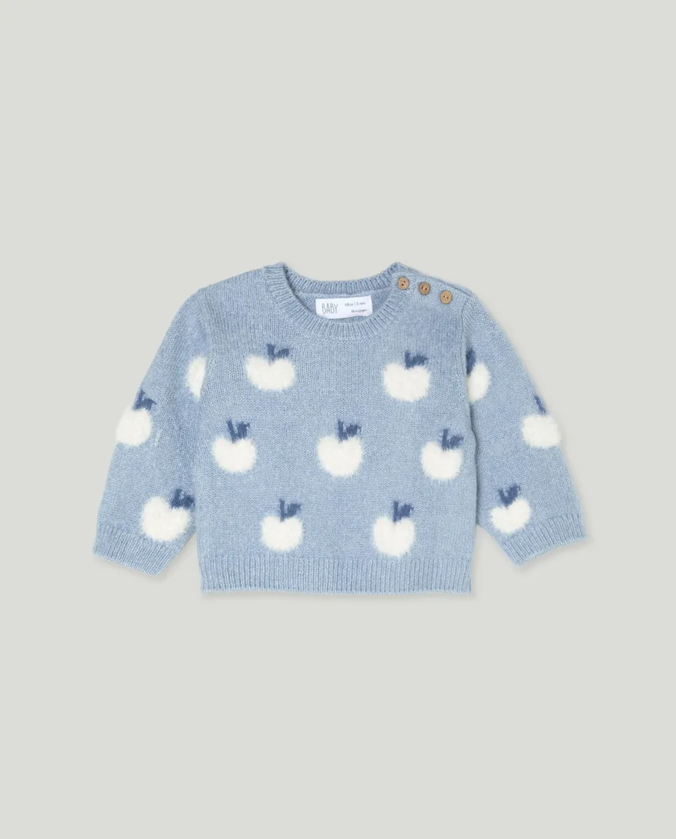 

Трикотажный джемпер с круглым вырезом и принтом по всей поверхности для девочки Baby El Corte Inglés, синий