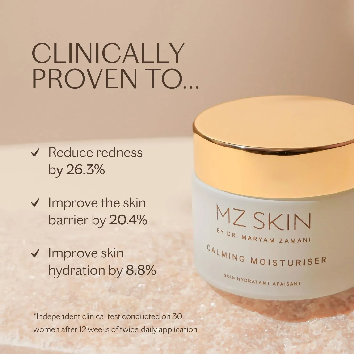 MZ SKIN Calming Moisturizer 1.69 fl oz (50 мл) - увлажняющий успокаивающий крем для чувствительной кожи с пребиотиками, скваланом и центеллой азиатской, без отдушек Mz Skin By Maryam Zamani Md — фото 3