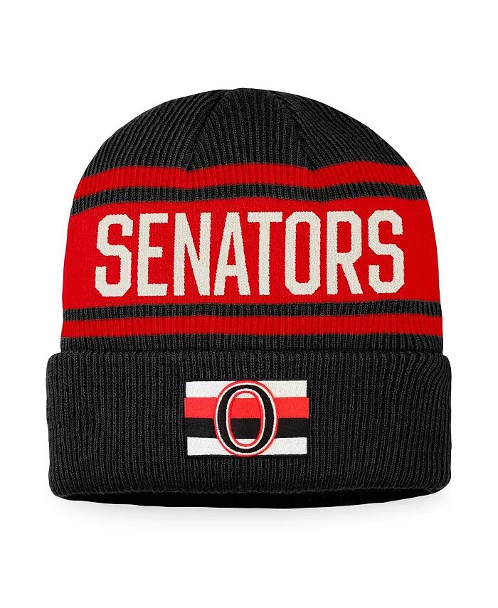 

Мужская черно-красная вязаная шапка с манжетами в стиле ретро Ottawa Senators True Classic Fanatics, черный