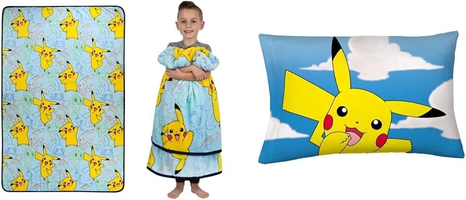

Franco Kids Bedding Супермягкое плюшевое одеяло, 62 x 90 дюймов, Pokemon & Kids Bedding Супермягкая двусторонняя наволочка из микрофибры, 20 x 30 дюймов, Pokemon