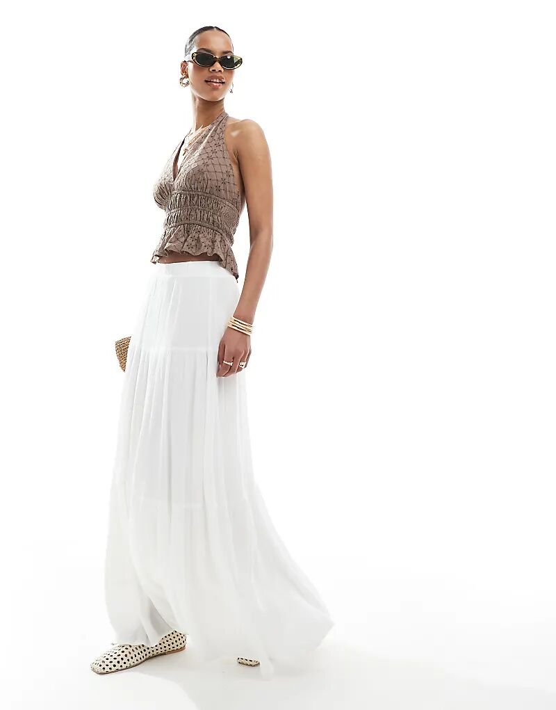 

Юбка миди Stradivarius boho белого цвета