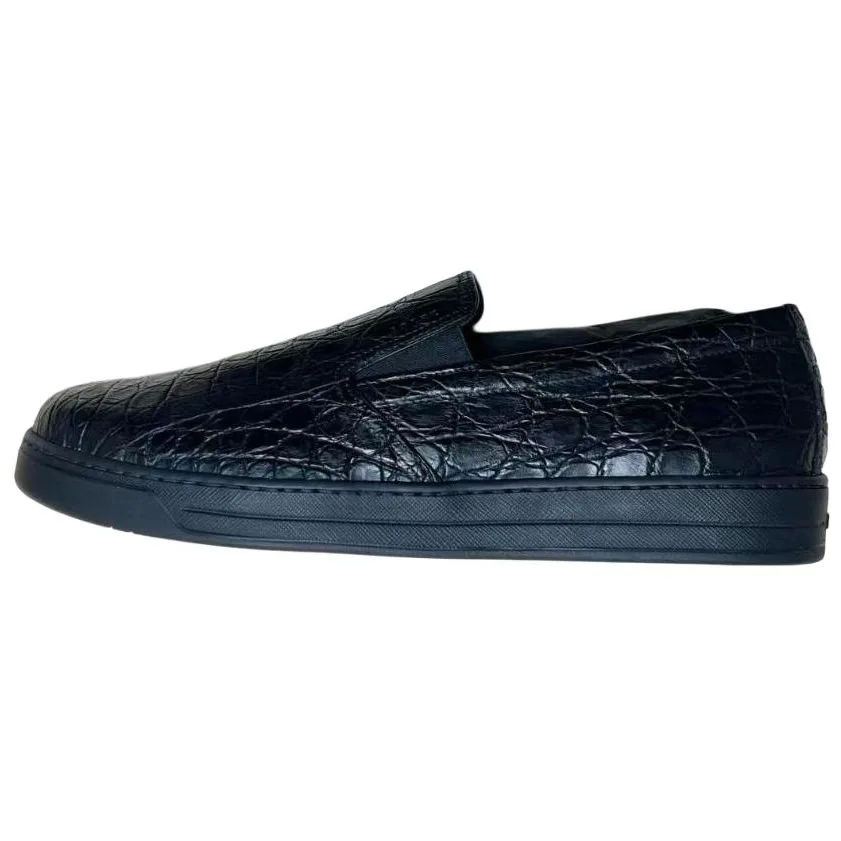 PRADA Кожаные повседневные туфли Crocodile мужские черные