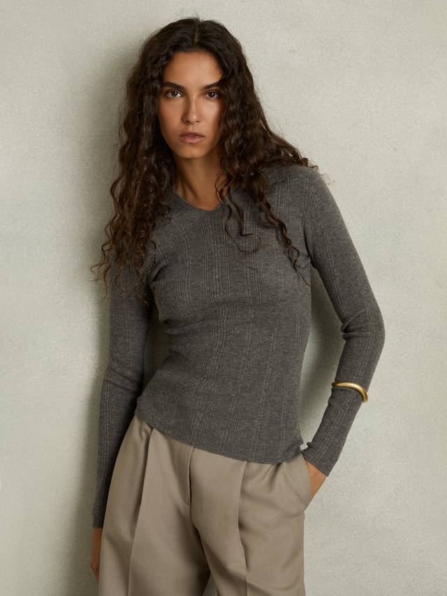 

Толстовка chloe из богатой шерсти в рубчик Reiss, угольный