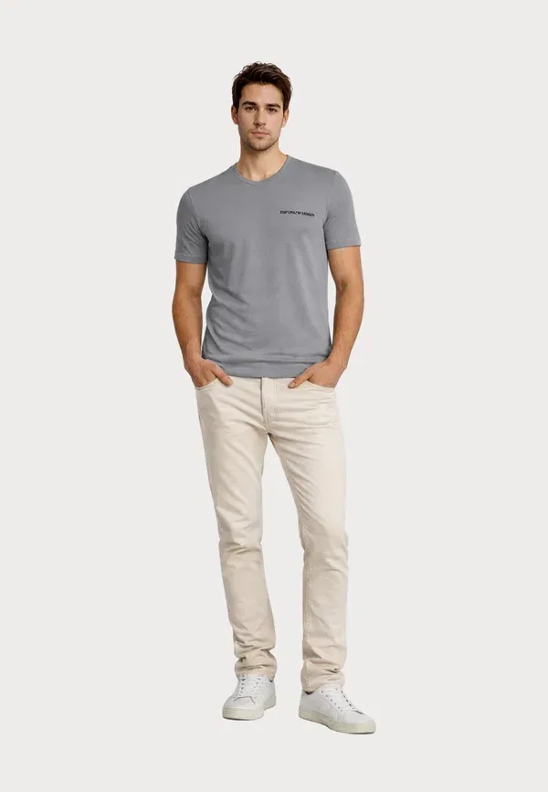 Футболка Emporio Armani Core logoband 2 pack parte alta v neck t shirts basic t-shirt, серо-голубой