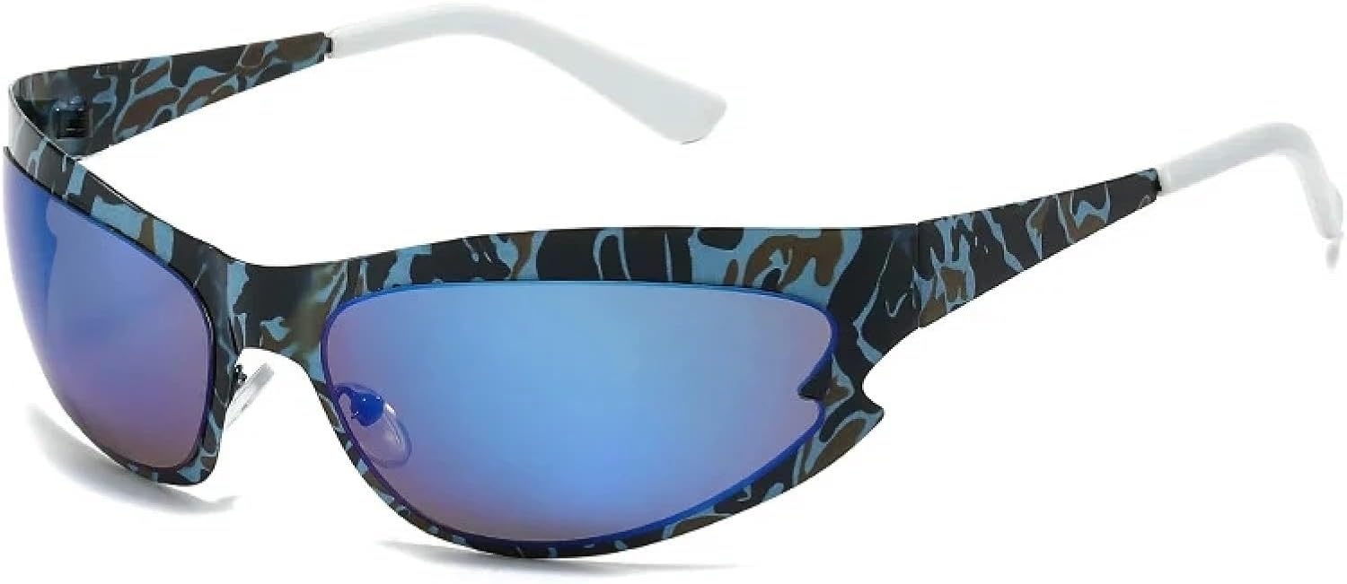 

Модные солнцезащитные очки для женщин и мужчин, винтажные очки «кошачий глаз», очки для активного отдыха, спорта, велоспорта, защита от УФ-излучения UV400 generic, White Blue