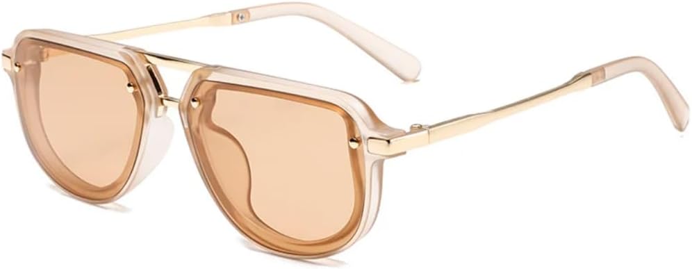 

Ретро маленькие овальные женские солнцезащитные очки класса люкс с заклепками, сине-зеленые, с защитой от УФ-излучения UV400, мужские модные панк-солнцезащитные очки SZVVBKK, Champagne