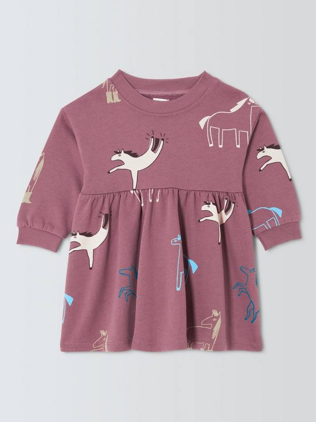 

Детское платье с принтом лошадки из хлопка John Lewis, Pink
