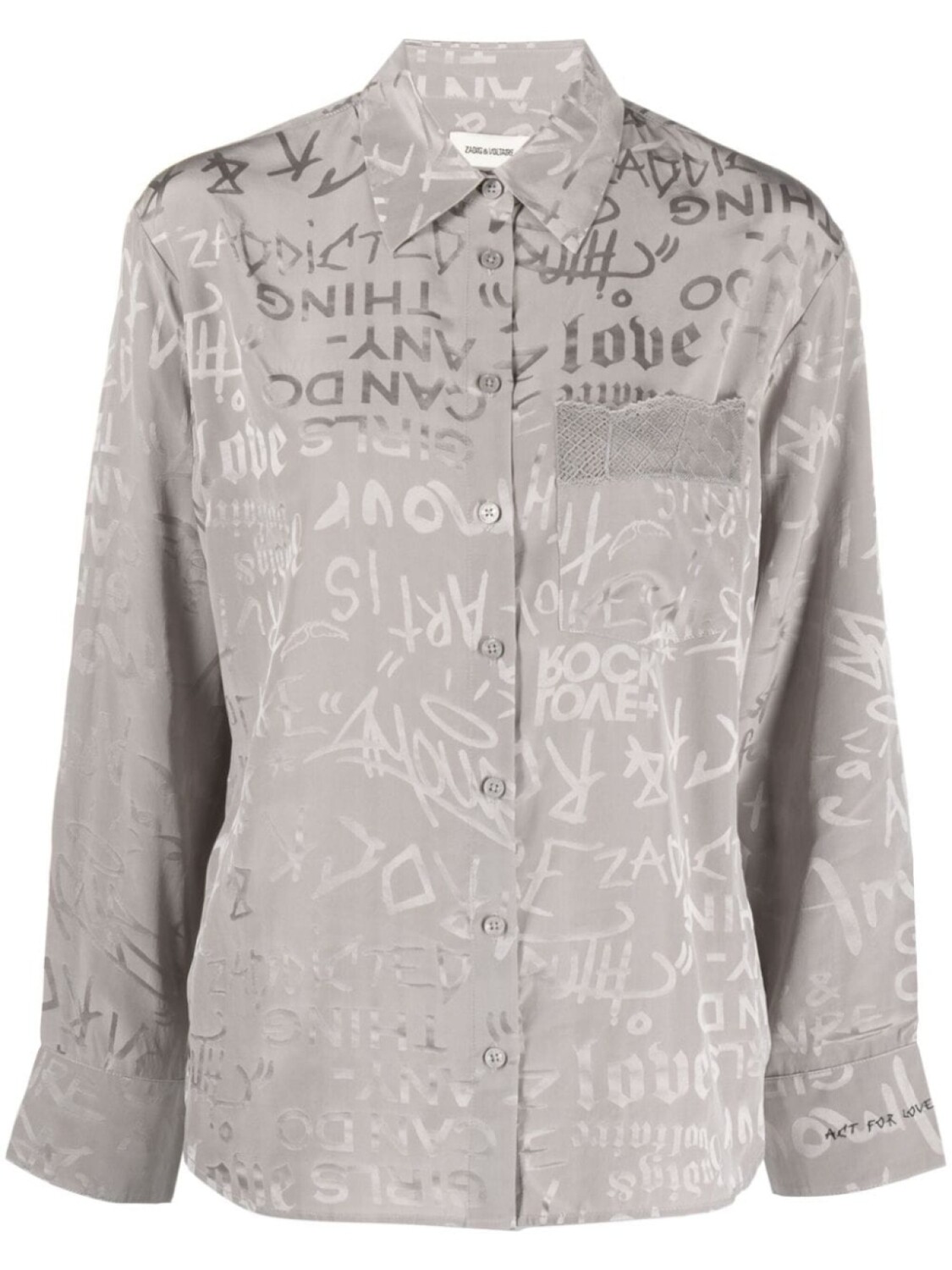 

Шелковая рубашка с надписью Zadig&Voltaire, серый